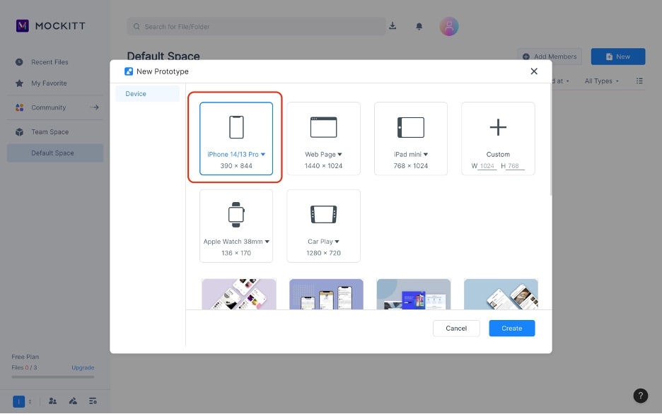 mockitt device size templates