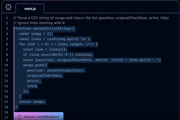 amazon code whisperer interface