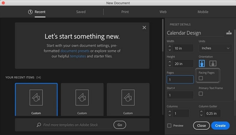 indesign calendar template