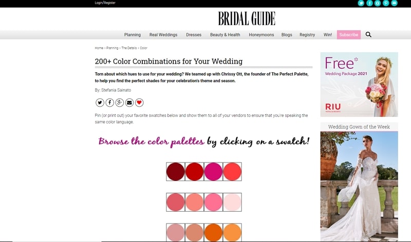 design wedding color palette