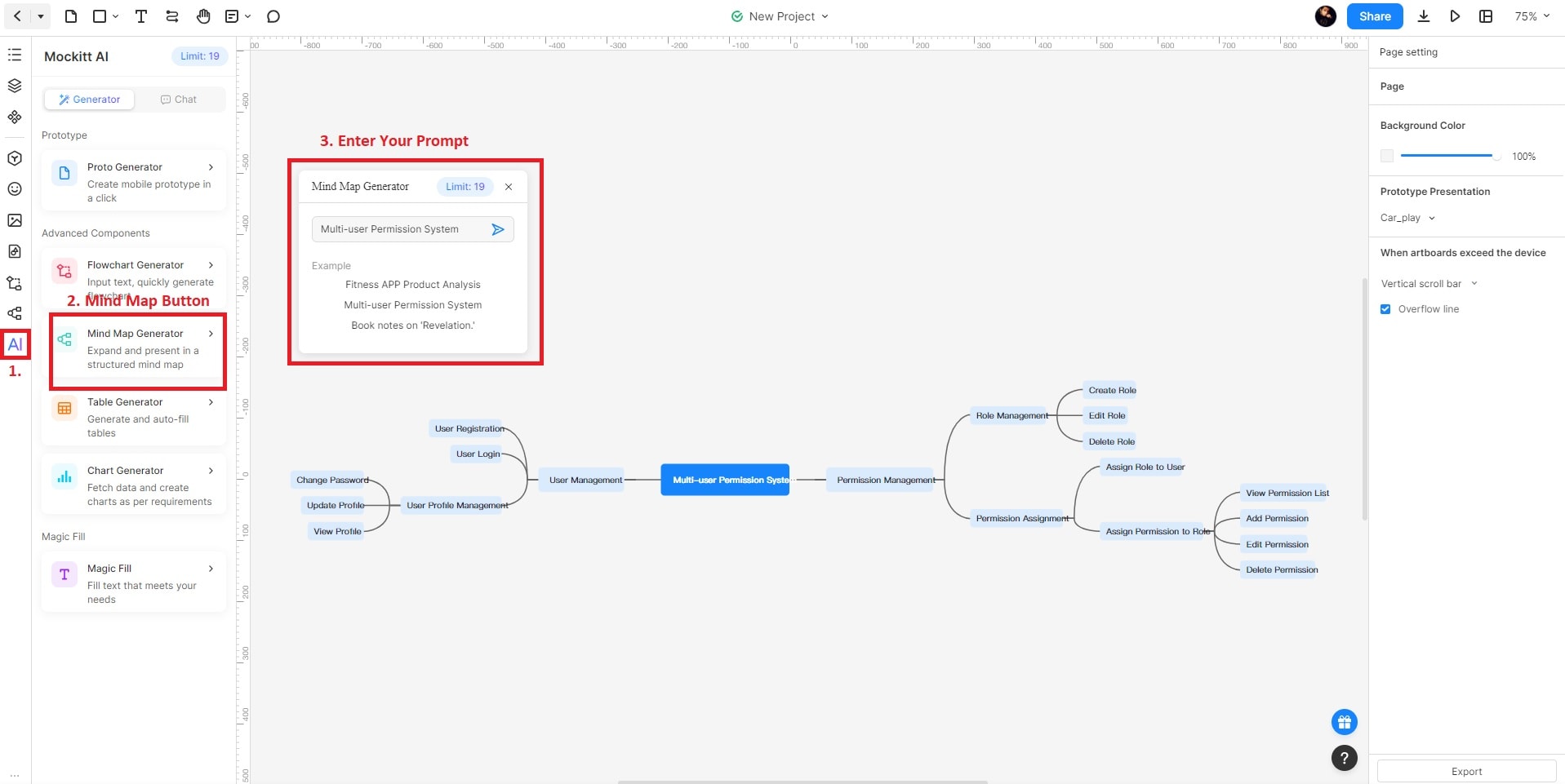 generate mind maps using mockitt ai