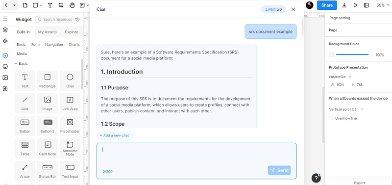 mockitt ai assistant chatbox prompt