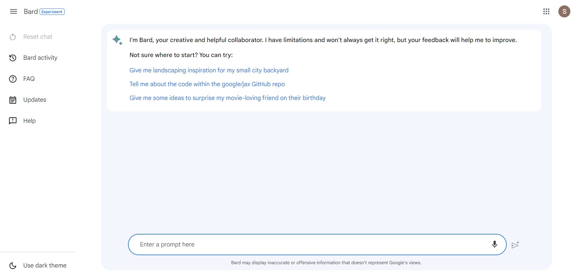 google bard conversation interface