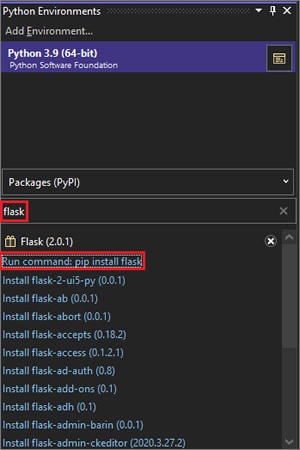 run the command of pip install flask