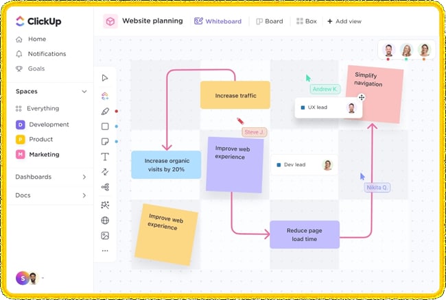 making a whiteboard on clickup