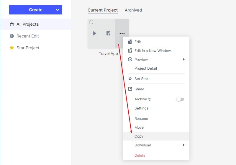 copy project create project copy
