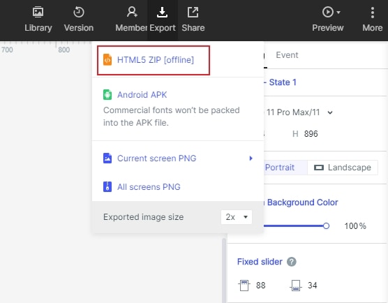 Download an offline HTML preview in Mockitt