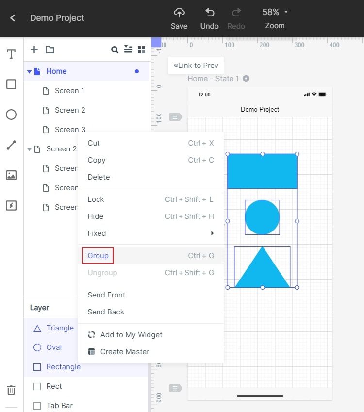 screen and component list