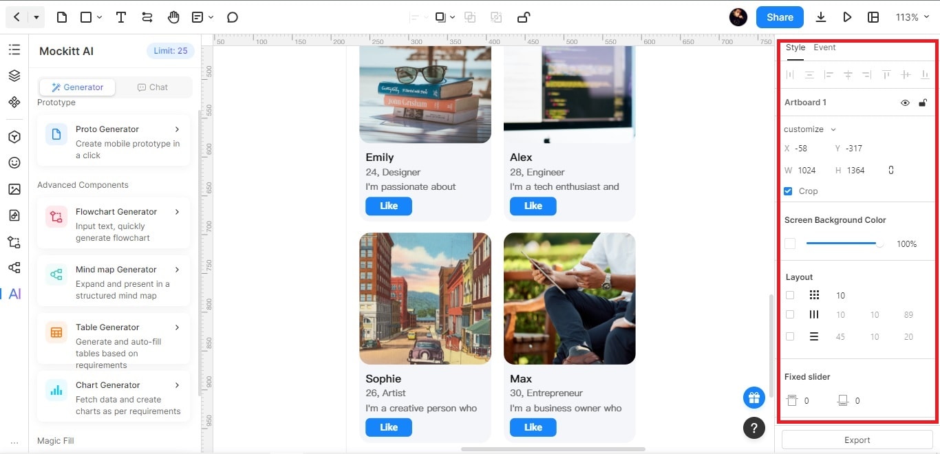 dating app prototype ai generated