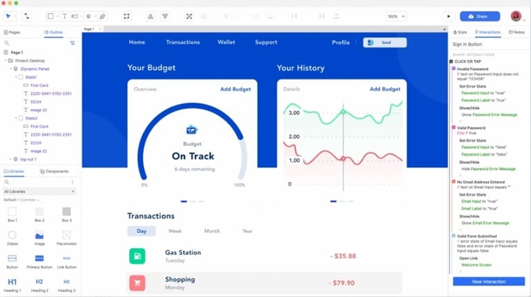 axure rp interface