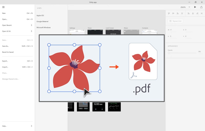 export adobe xd to pdf