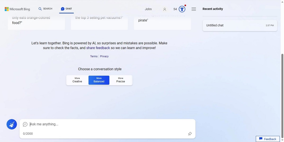 the new bing user interface