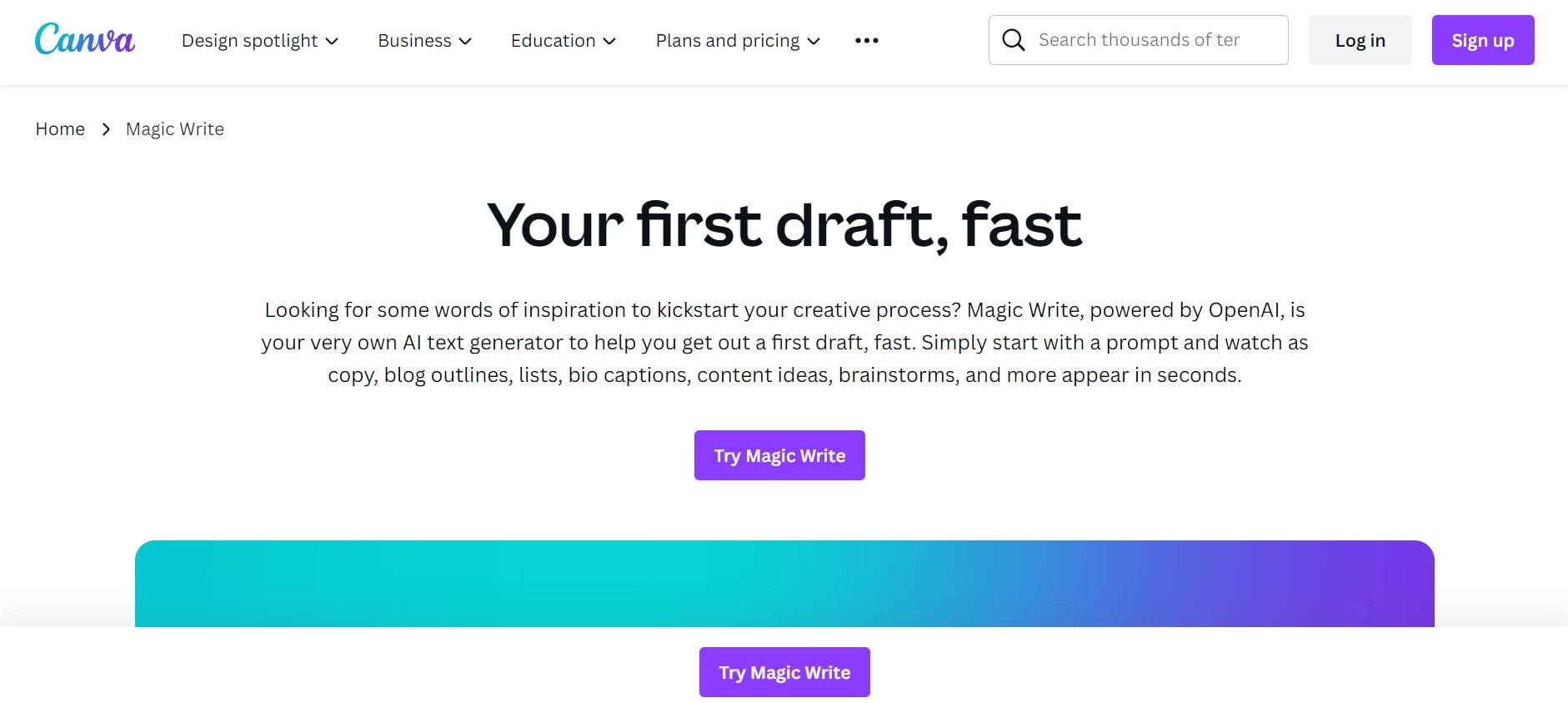 the interface of magic write