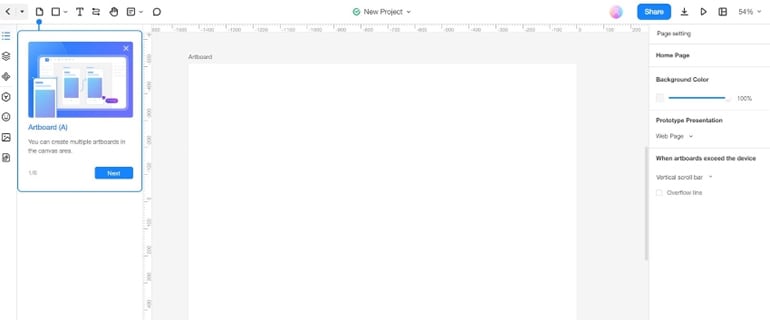 Mockitt prototype creator tool interface