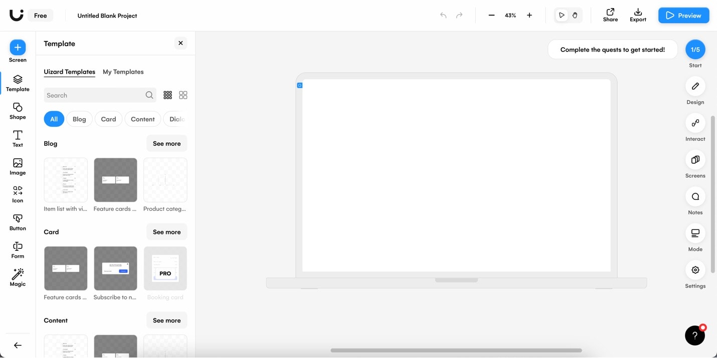 uizard building website