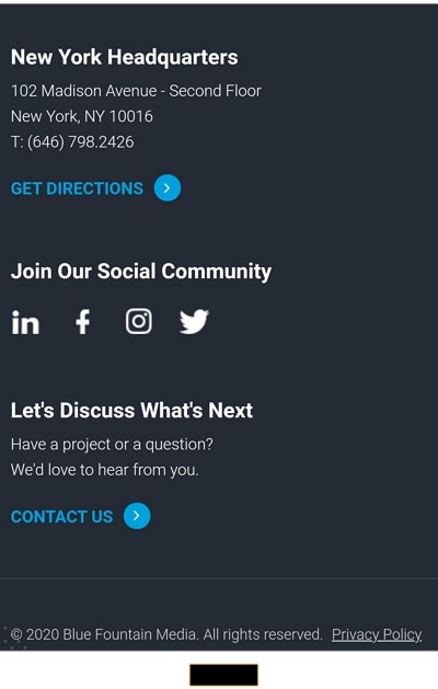 blue fountain media mobile app footer designer