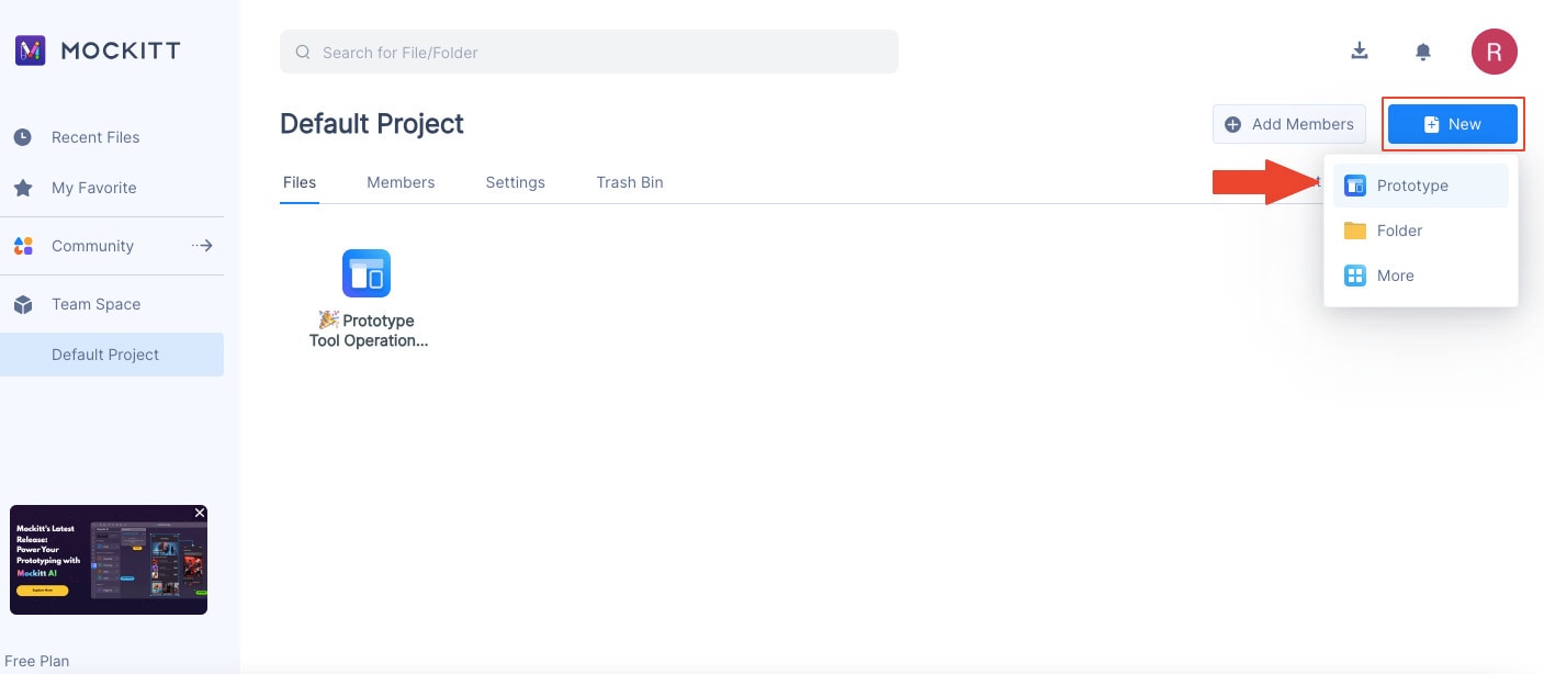 mockitt ai new project