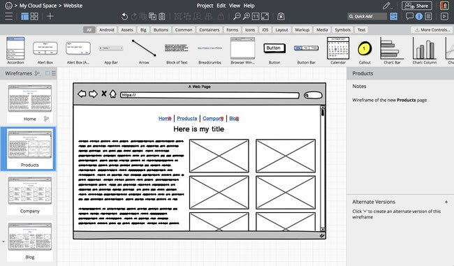 balsamiq wireframe design software
