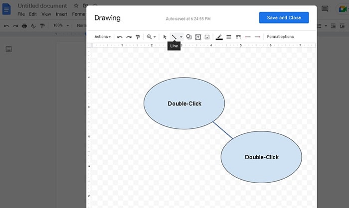 connect shapes with line tool