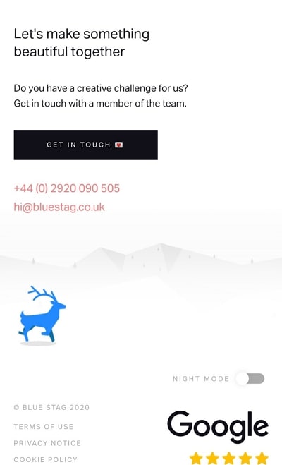 bluestag footer mobile design