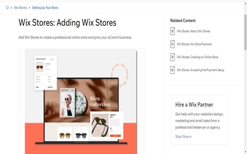 Wix web shop