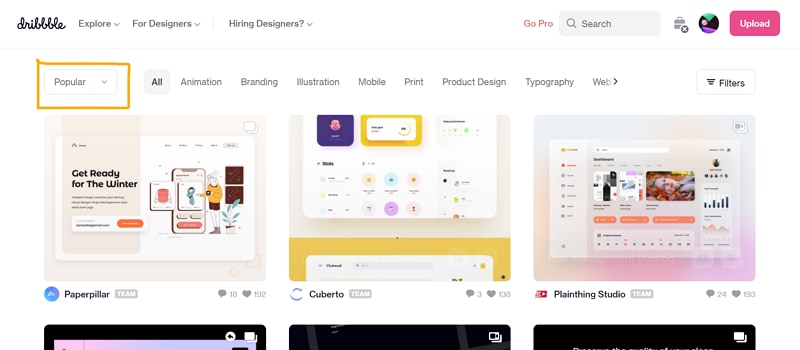 dribbble ui