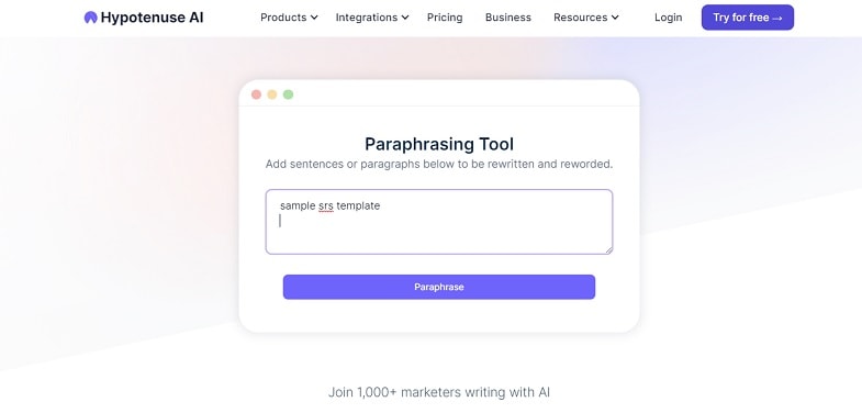 hypotenuse ai tool interface 
