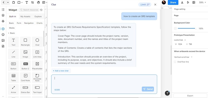 create srs template using mockitt