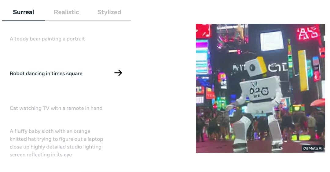 meta ai make-a-video website
