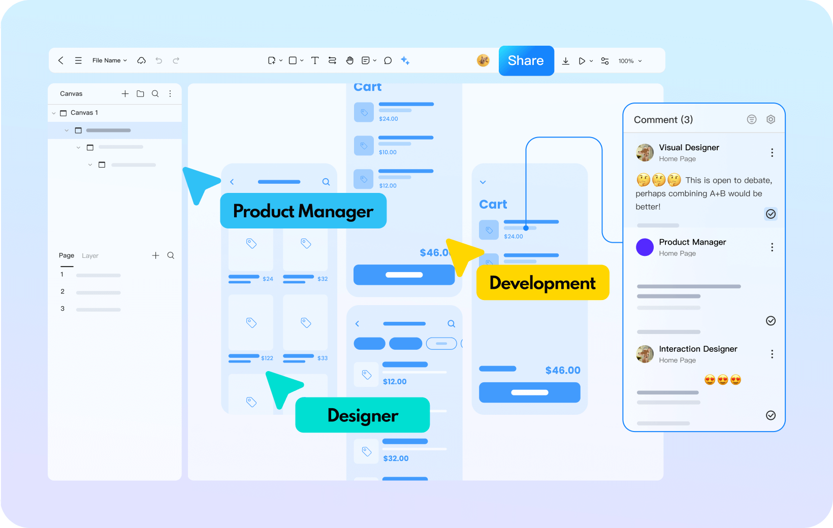 Mockitt real-time collaboration interface