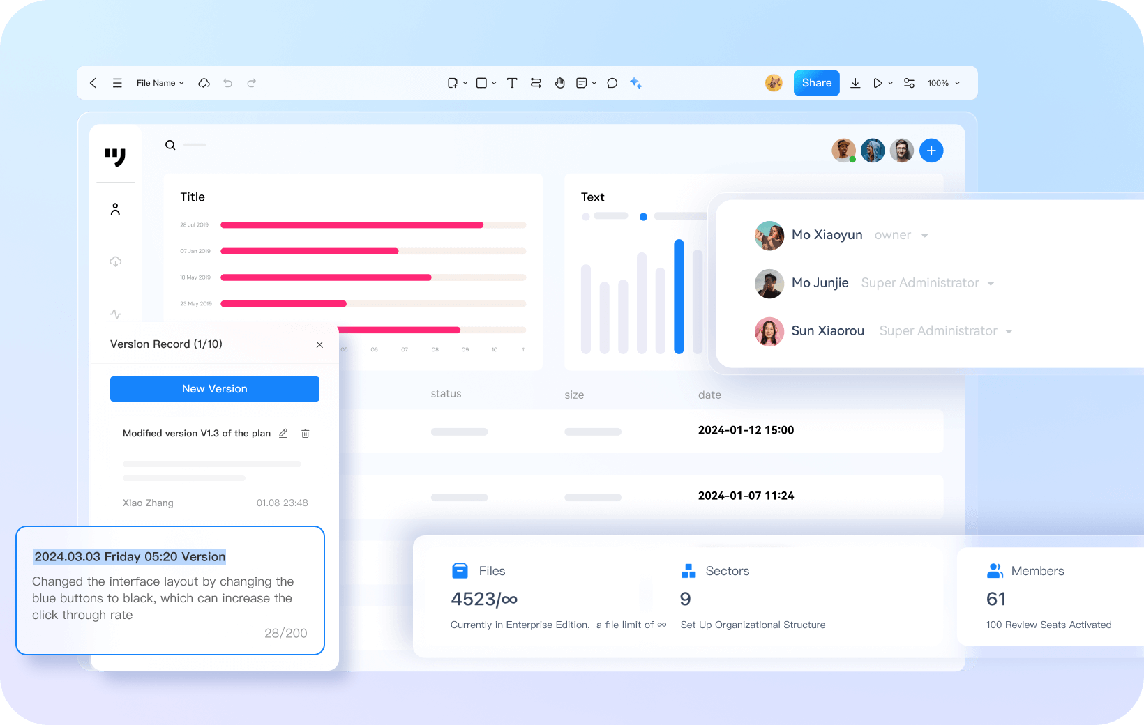 Mockitt version history and autosave interface