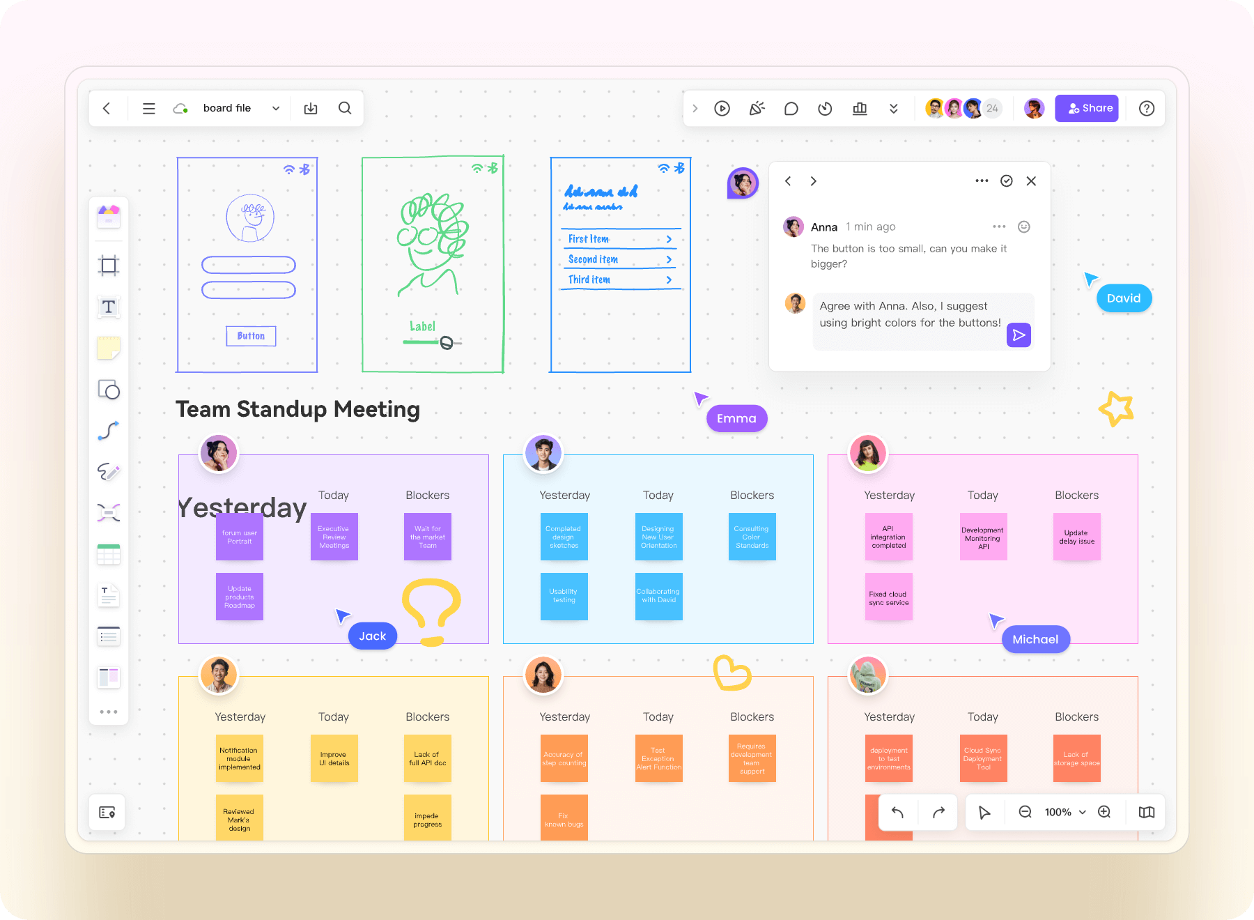 Whiteboard meeting workspace
