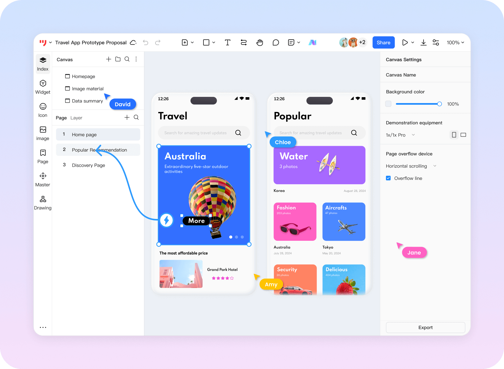 Mockitt Prototype workspace preview