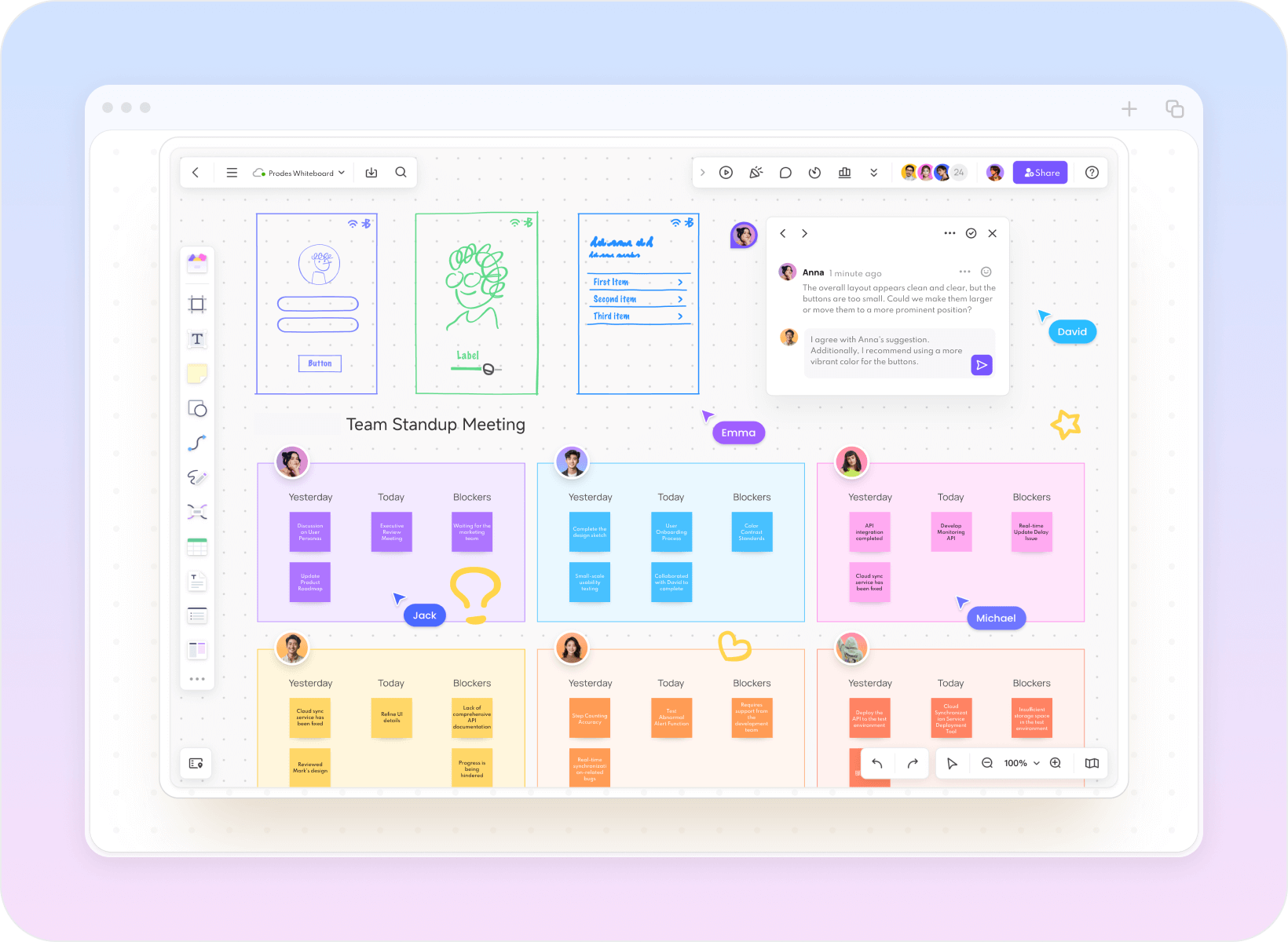 Mockitt Whiteboard workspace preview
