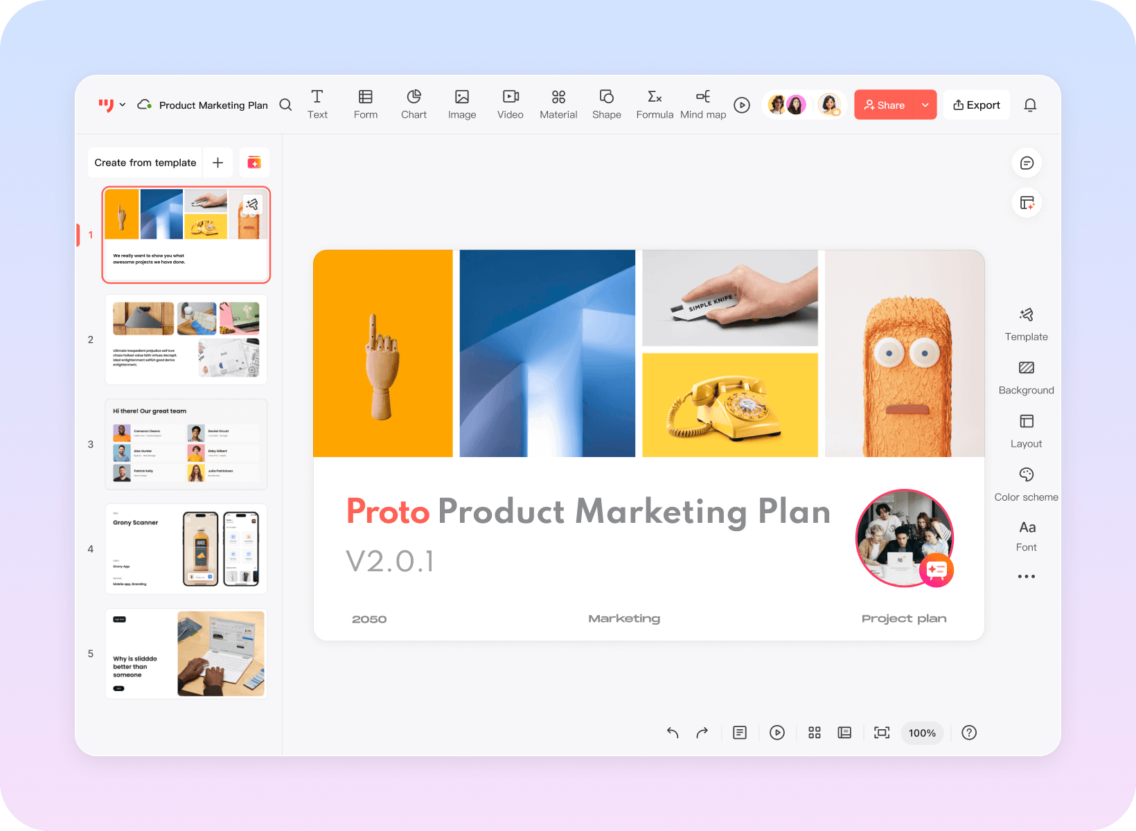 Mockitt AI slides workspace preview